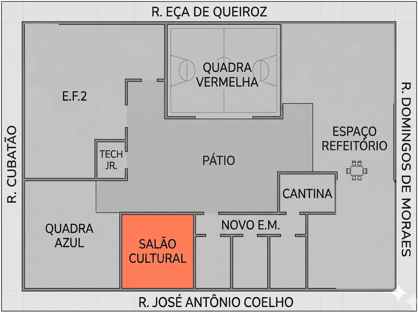 Mapa do espaço do Ensino Fundamental Anos Finais na Mostra Cultural